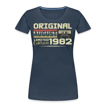 August 1982 - Jahrgang August 1982 Bj. August 1982 - Frauen Premium Bio T-Shirt - Navy - Vorne - Mia (176cm)