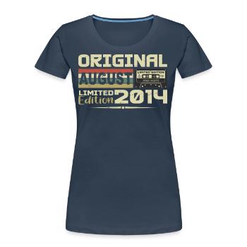 August 2014 - Born in August 2014 Built in August 2014 - Women's Premium Organic T-Shirt - navy - Front - Mia (176cm)