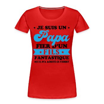 Je suis un papa fier d'un fils, Cadeau papa - T-shirt bio Premium Femme - bleu marine - Devant - Mia (176cm)