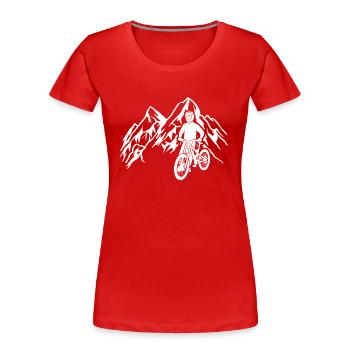 Downhill Mountain Bike Cycling Mountains Mountains - Women's Premium Organic T-Shirt - navy - Front - Mia (176cm)