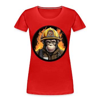 Schimpansen Feuerwehr - Frauen Premium Bio T-Shirt - Navy - Vorne - Mia (176cm)