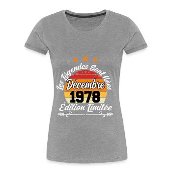 Cadeau Les légendes sont nées en Décembre 1978 - T-shirt bio Premium Femme - bleu marine - Devant - Mia (176cm)