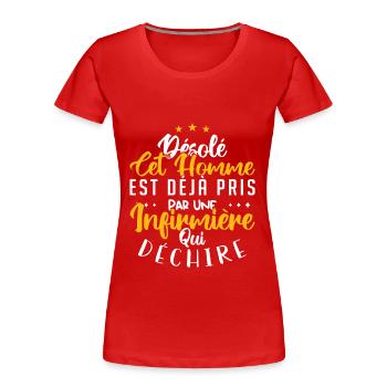 Cet Homme Est Déjà Pris Par Une Infirmière - T-shirt bio Premium Femme - bleu marine - Devant - Mia (176cm)