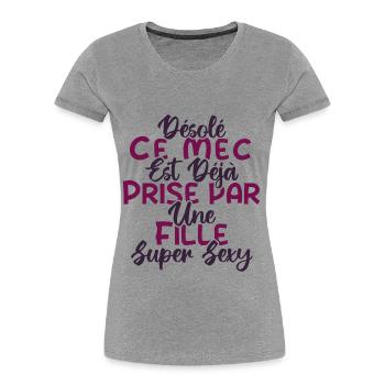 Ce mec est déjà pris par une fille super sexy - T-shirt bio Premium Femme - bleu marine - Devant - Mia (176cm)