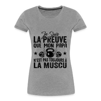 Preuve que mon papa muscu, Papa Musclé, Nouveau-né - T-shirt bio Premium Femme - bleu marine - Devant - Mia (176cm)