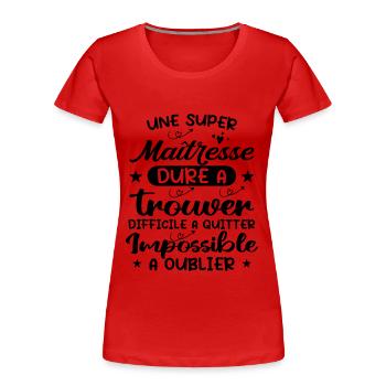 Une Super Maîtresse - T-shirt bio Premium Femme - bleu marine - Devant - Mia (176cm)
