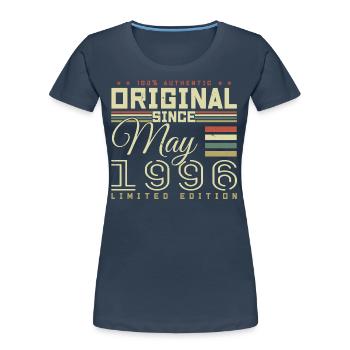 Gift Anniversaire Mai 1996, Gift May 1996 - Frauen Premium Bio T-Shirt - Navy - Vorne - Mia (176cm)