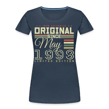 Mai 1998 Geburtstagsgeschenk, Mai 1998 Geschenk - Frauen Premium Bio T-Shirt - Navy - Vorne - Mia (176cm)