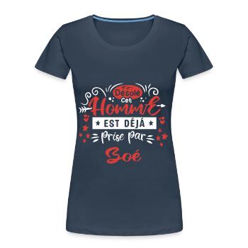 Cadeau Homme déja pris par Boé - T-shirt bio Premium Femme - bleu marine - Devant - Mia (176cm)
