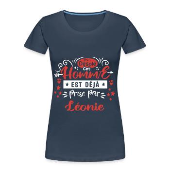 Cadeau Homme déja pris par Léonie - T-shirt bio Premium Femme - bleu marine - Devant - Mia (176cm)