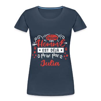 Cadeau Homme déja pris par julia - T-shirt bio Premium Femme - bleu marine - Devant - Mia (176cm)