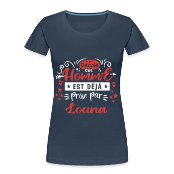 Cadeau Homme déja pris par Louna - T-shirt bio Premium Femme - bleu marine - Devant - Mia (176cm)