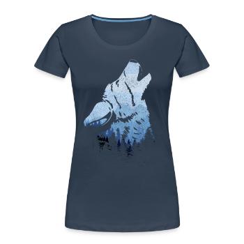 Cadeau de loup hurlant - T-shirt bio Premium Femme - bleu marine - Devant - Mia (176cm)