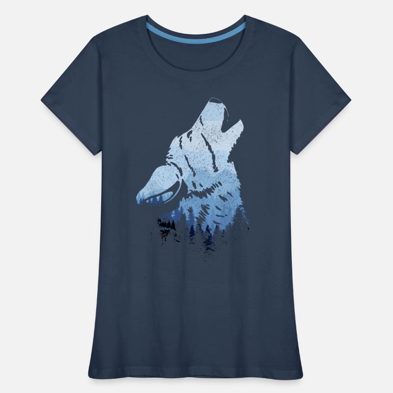 Heulender Wolf Geschenk Frauen Premium Bio T-Shirt