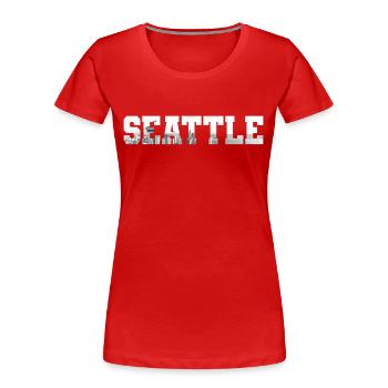 Seattle Washington Souvenir Geschenk - Frauen Premium Bio T-Shirt - Navy - Vorne - Mia (176cm)