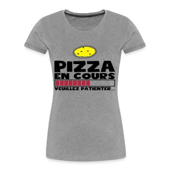 PIZZA EN COURS(+dessin) - T-shirt bio Premium Femme - bleu marine - Devant - Mia (176cm)