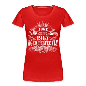 1967| Juni 1967 Geburtstag Perfekt gealtert - Frauen Premium Bio T-Shirt - Navy - Vorne - Mia (176cm)