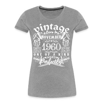 1960 November 1960 Jubiläum November 1960 - Frauen Premium Bio T-Shirt - Navy - Vorne - Mia (176cm)
