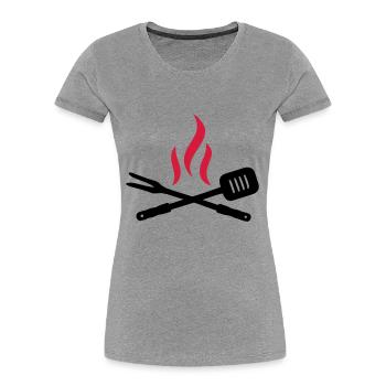 BBQ - Women's Premium Organic T-Shirt - navy - Front - Mia (176cm)