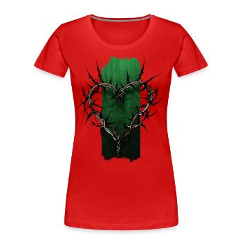 Dornenhingabe: Herzförmiger Dornenzweig - Frauen Premium Bio T-Shirt - Navy - Vorne - Mia (176cm)