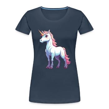 Cute Unicorn Illustration - Women's Premium Organic T-Shirt - navy - Front - Mia (176cm)
