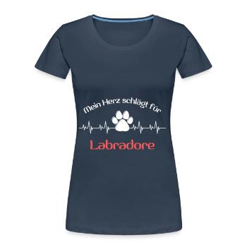 Mein Herz schlägt für Labrador Geschenk Idee - Frauen Premium Bio T-Shirt - Navy - Vorne - Mia (176cm)