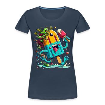Cri de glace et monstres - T-shirt bio Premium Femme - bleu marine - Devant - Mia (176cm)