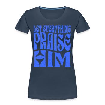 Christentum Christlicher Bibelvers - Frauen Premium Bio T-Shirt - Navy - Vorne - Mia (176cm)