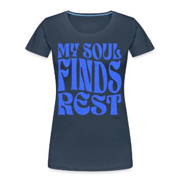 Christentum Christlicher Bibelvers - Frauen Premium Bio T-Shirt - Navy - Vorne - Mia (176cm)