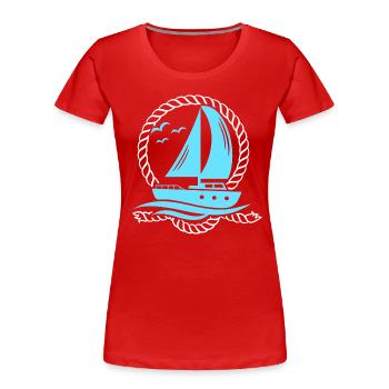 Voilier Corde de bateau Sailing Boater Sailor - T-shirt bio Premium Femme - bleu marine - Devant - Mia (176cm)