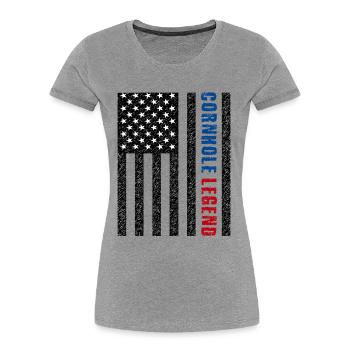 Cornhole Legend États-Unis - T-shirt bio Premium Femme - bleu marine - Devant - Mia (176cm)