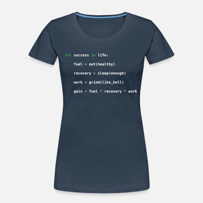 Python code, Erfolg, grinding, Programmierung - Frauen Premium Bio T-Shirt - Navy