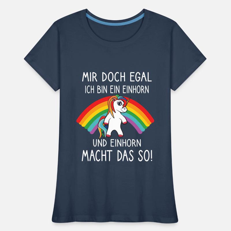 Mir doch egal ich bin ein Einhorn Frauen Premium Bio T-Shirt