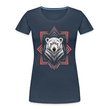 Geometric Polar Bear Head Artwork - Women's Premium Organic T-Shirt - navy - Front - Mia (176cm)