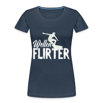 Surfen Wellenflirten Wellenreiter Surfer Surfboard - Frauen Premium Bio T-Shirt - Navy - Vorne - Mia (176cm)