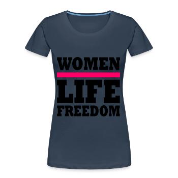 Women life freedom iran - T-shirt bio Premium Femme - bleu marine - Devant - Mia (176cm)