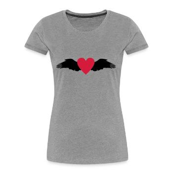 Wings & Heart - Herz auf Flügeln - Frauen Premium Bio T-Shirt - Navy - Vorne - Mia (176cm)