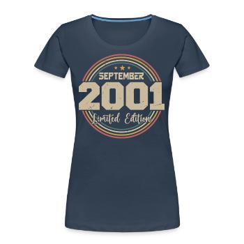 September 2001 Birthday Gift 2001 - Women's Premium Organic T-Shirt - navy - Front - Mia (176cm)
