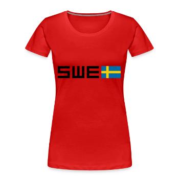 Suède - T-shirt bio Premium Femme - bleu marine - Devant - Mia (176cm)