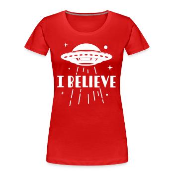 Ich glaube - Frauen Premium Bio T-Shirt - Navy - Vorne - Mia (176cm)