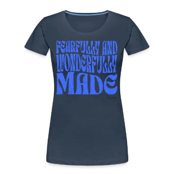 Christentum Christlicher Bibelvers - Frauen Premium Bio T-Shirt - Navy - Vorne - Mia (176cm)