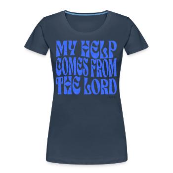 Christentum Christlicher Bibelvers - Frauen Premium Bio T-Shirt - Navy - Vorne - Mia (176cm)