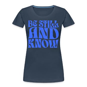 Christentum Christlicher Bibelvers - Frauen Premium Bio T-Shirt - Navy - Vorne - Mia (176cm)