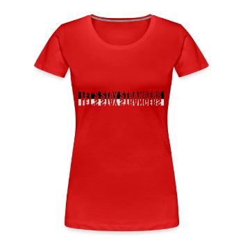 lets stay strangers quote - Women's Premium Organic T-Shirt - navy - Front - Mia (176cm)