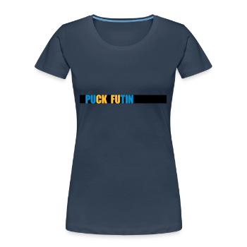 Conception du logo Puck Futin - T-shirt bio Premium Femme - bleu marine - Devant - Mia (176cm)