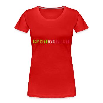 Planète sur le devis de profit - T-shirt bio Premium Femme - bleu marine - Devant - Mia (176cm)