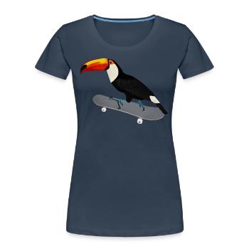 Toucan Skateboard Bird Skating Funny Animal - Women's Premium Organic T-Shirt - navy - Front - Mia (176cm)