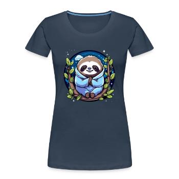 Sloth - Women's Premium Organic T-Shirt - navy - Front - Mia (176cm)