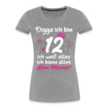 12. Geburtstag Mädchen Digga ich bin 12 - Frauen Premium Bio T-Shirt - Navy - Vorne - Mia (176cm)