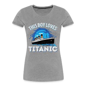 Ce garçon aime RMS Titanic juste un garçon qui aime - T-shirt bio Premium Femme - bleu marine - Devant - Mia (176cm)